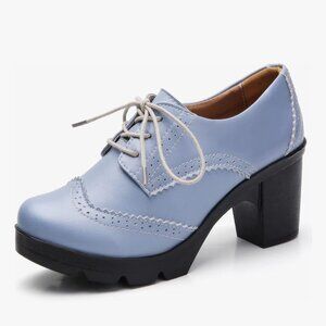 Retro Oxford Platform Heels, Lace-Up Dress Shoes (Womens 8.5)